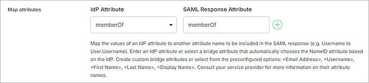 Screenshot of Duo, SAML Attributes